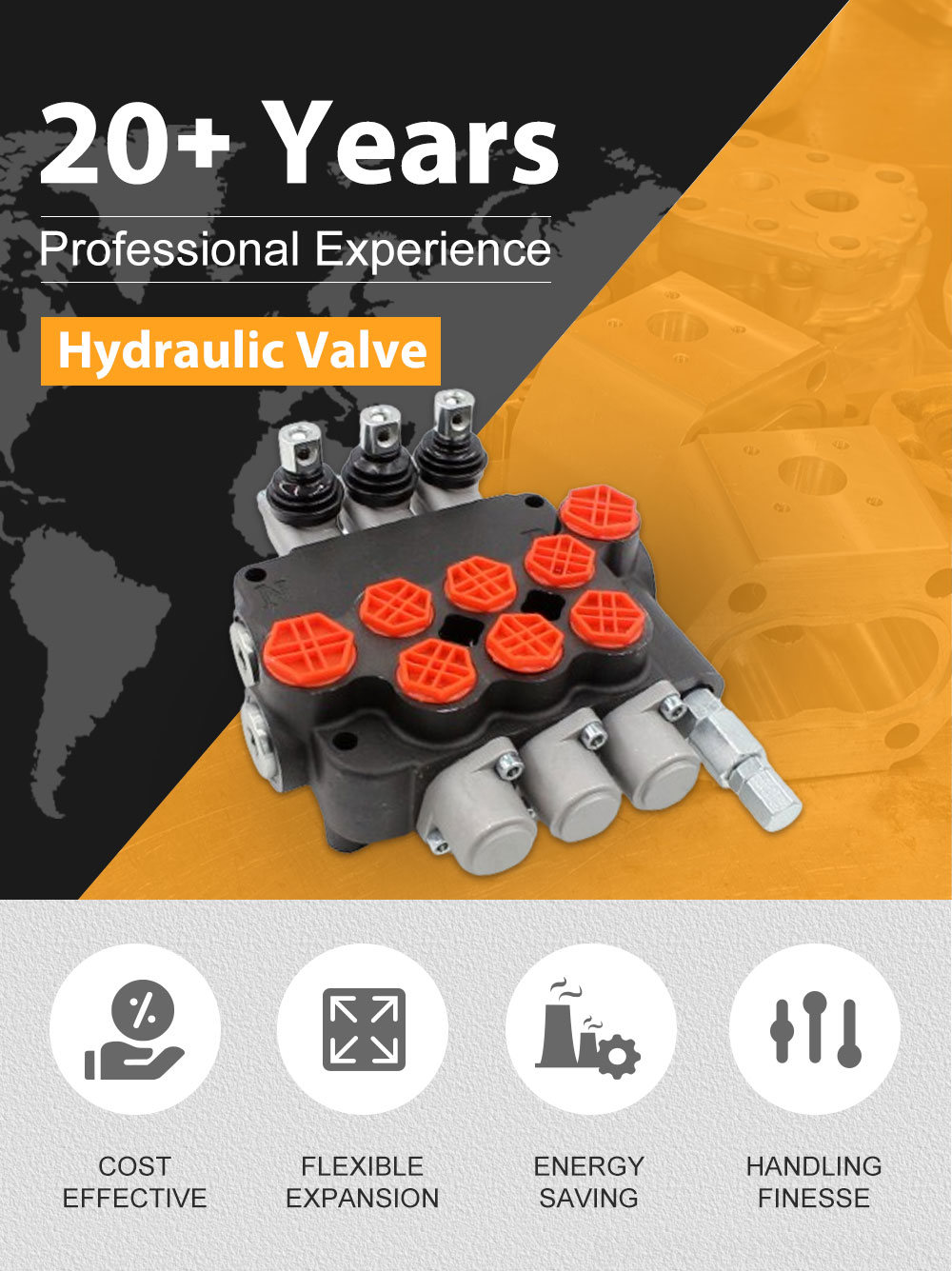 Dump Truck P80A 2-Spool Hydraulic Directional Valve | Factory Direct & Customizable detailed image