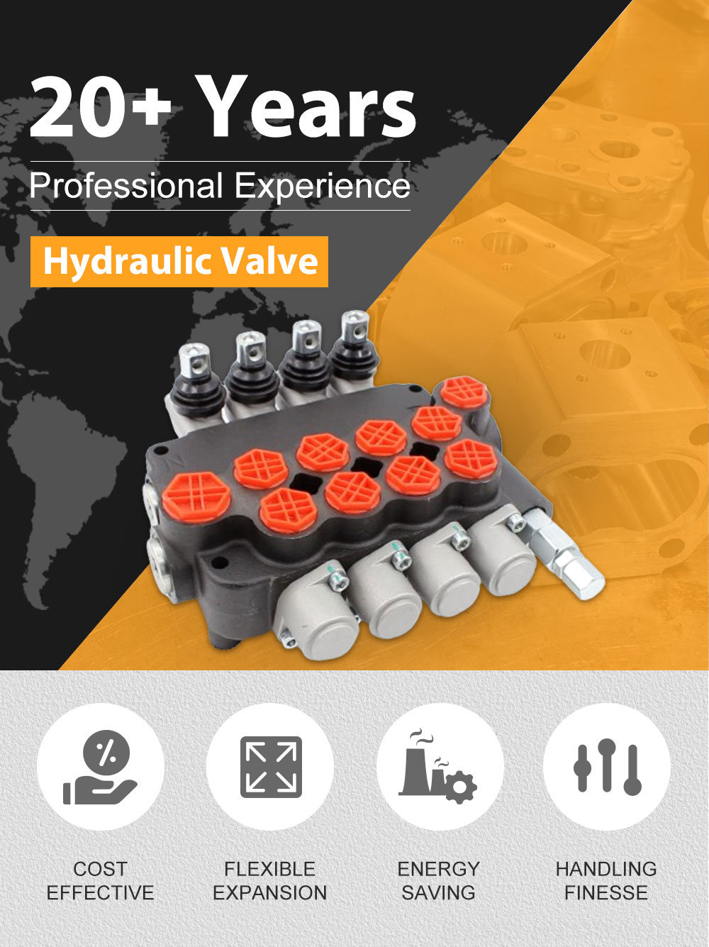 Tipper Dump Truck Hydraulic Control Valve Hydraulic Directional Control Valve: P80-G34-G12-4OT detailed image