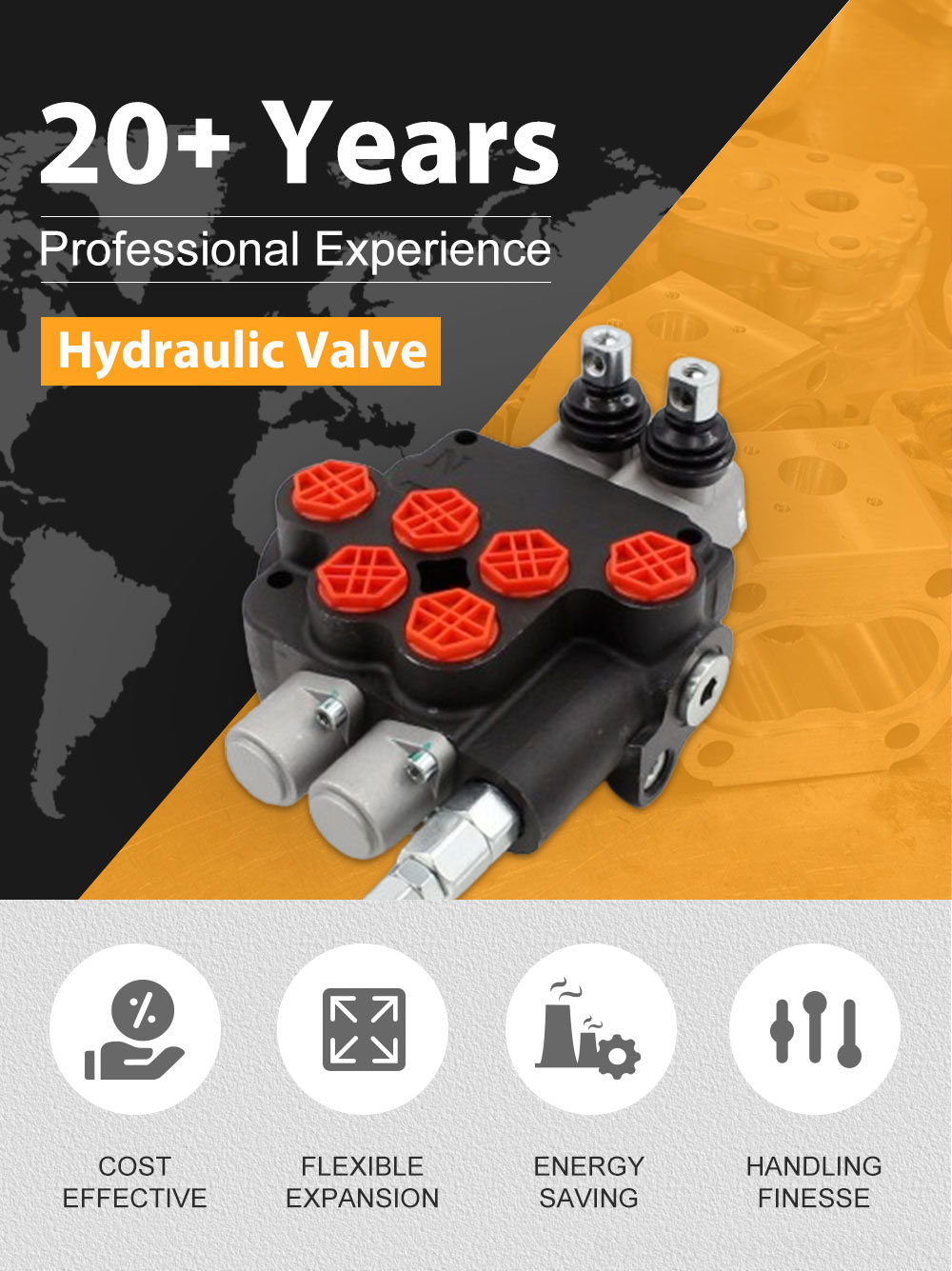 P80-G34-G12 2-Spool Hydraulic Directional Valve | Factory Direct & Customizable detailed image