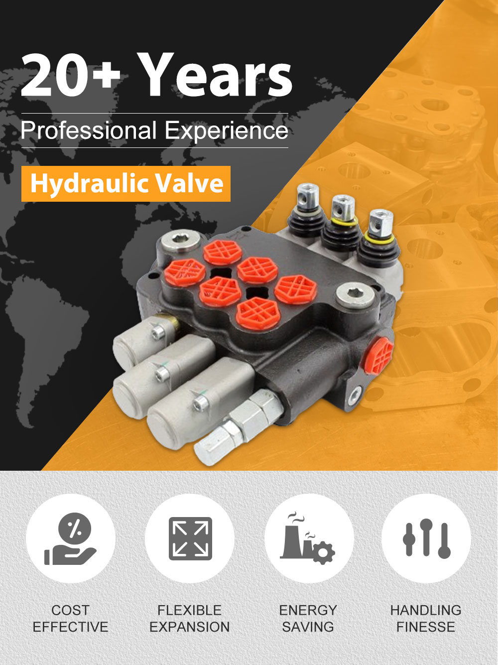 P80-G34-G12 Manual 3 Spool Hydraulic Directional Control Valve | Manufacturer & Global Supplier detailed image