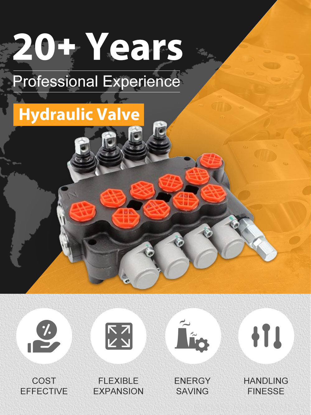 12v Hydraulic Control Valve 4-Spool Hydraulic Directional Valve | Customizable & OEM Available detailed image