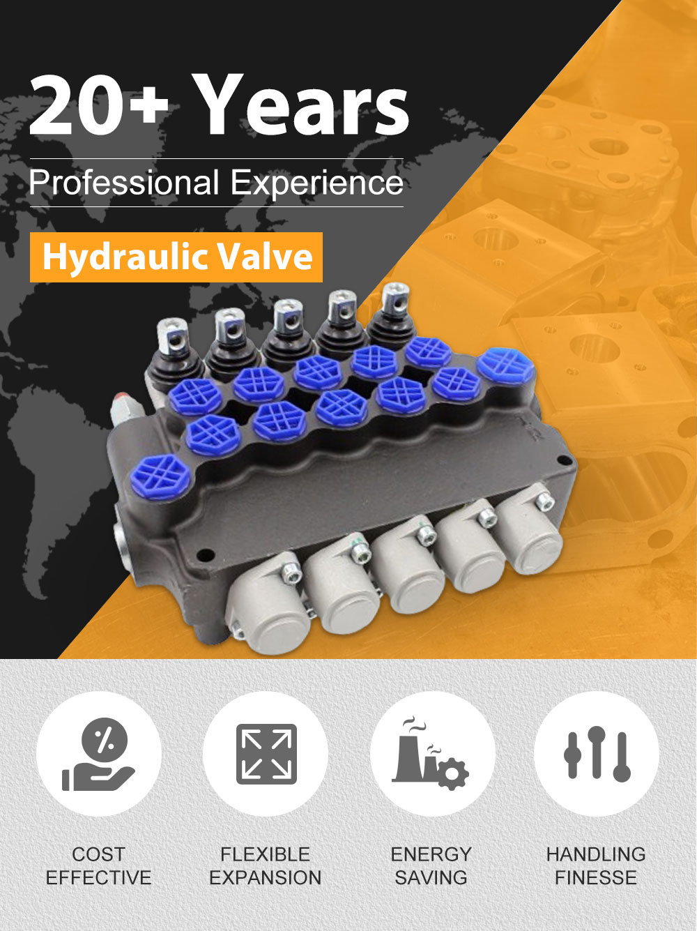 P80F-G34-OT 5-Spool Hydraulic Directional Valve | Factory Direct & Customizable detailed image