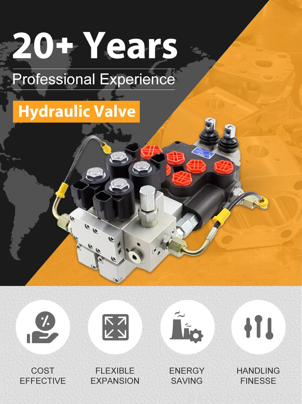 P80 Electro-hydraulic 2 Spool Monoblock Directional Valve detailed image