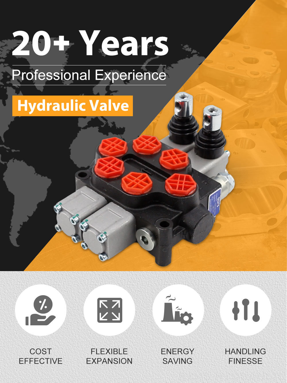 12 Volt Hydraulic Solenoid 2-Spool Hydraulic Valve | Q45 Series | Industry-Leading Performance detailed image