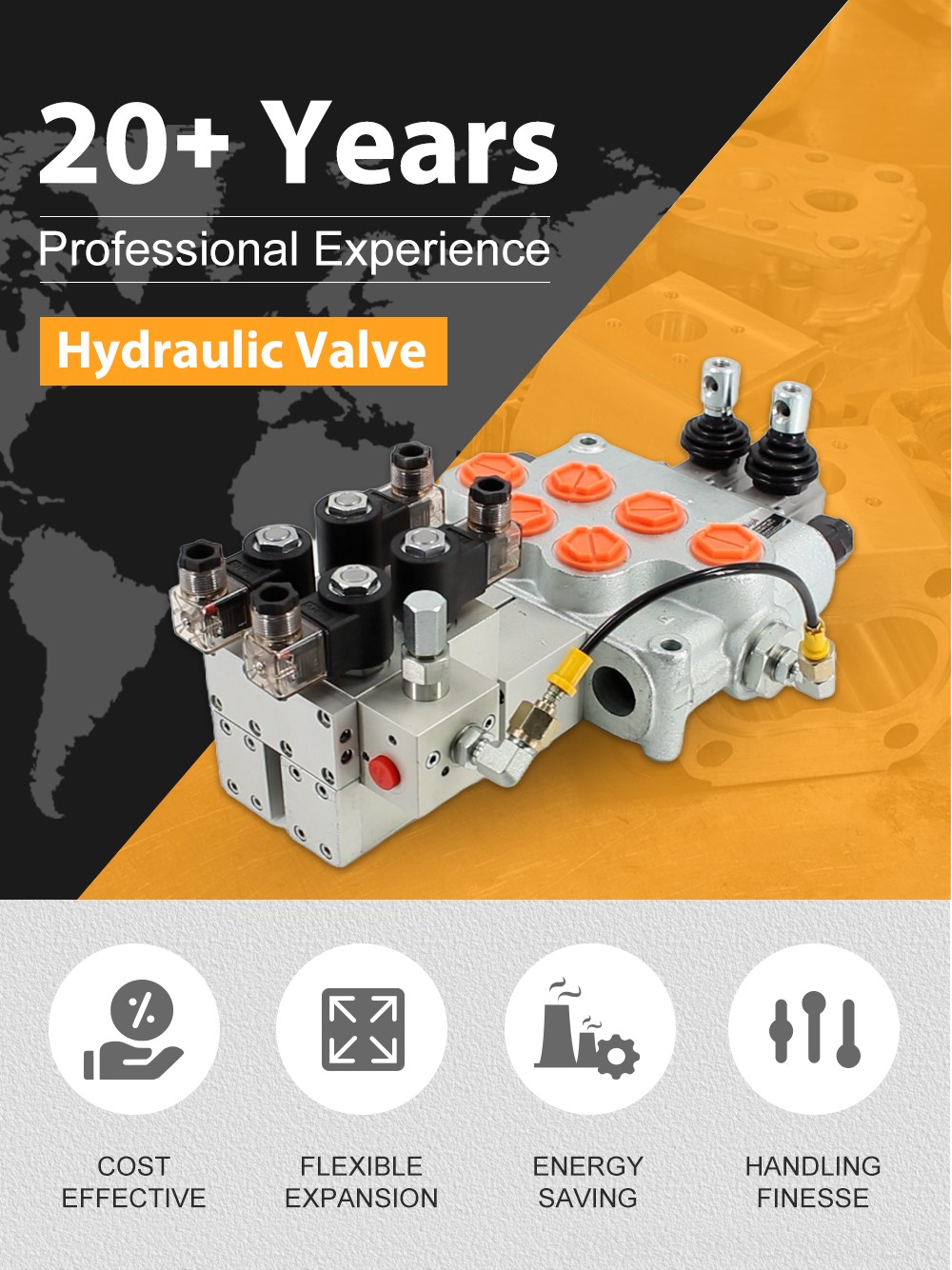 SD18 Electric 2 Spool Monoblock Directional Valve detailed image