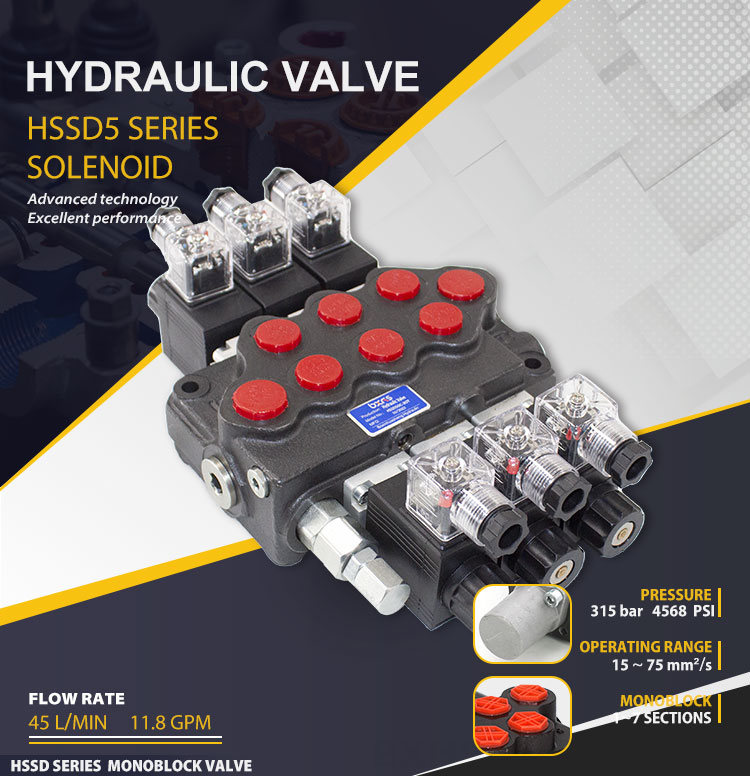 SD5 Solenoid 3 Spool Monoblock Directional Valve detailed image