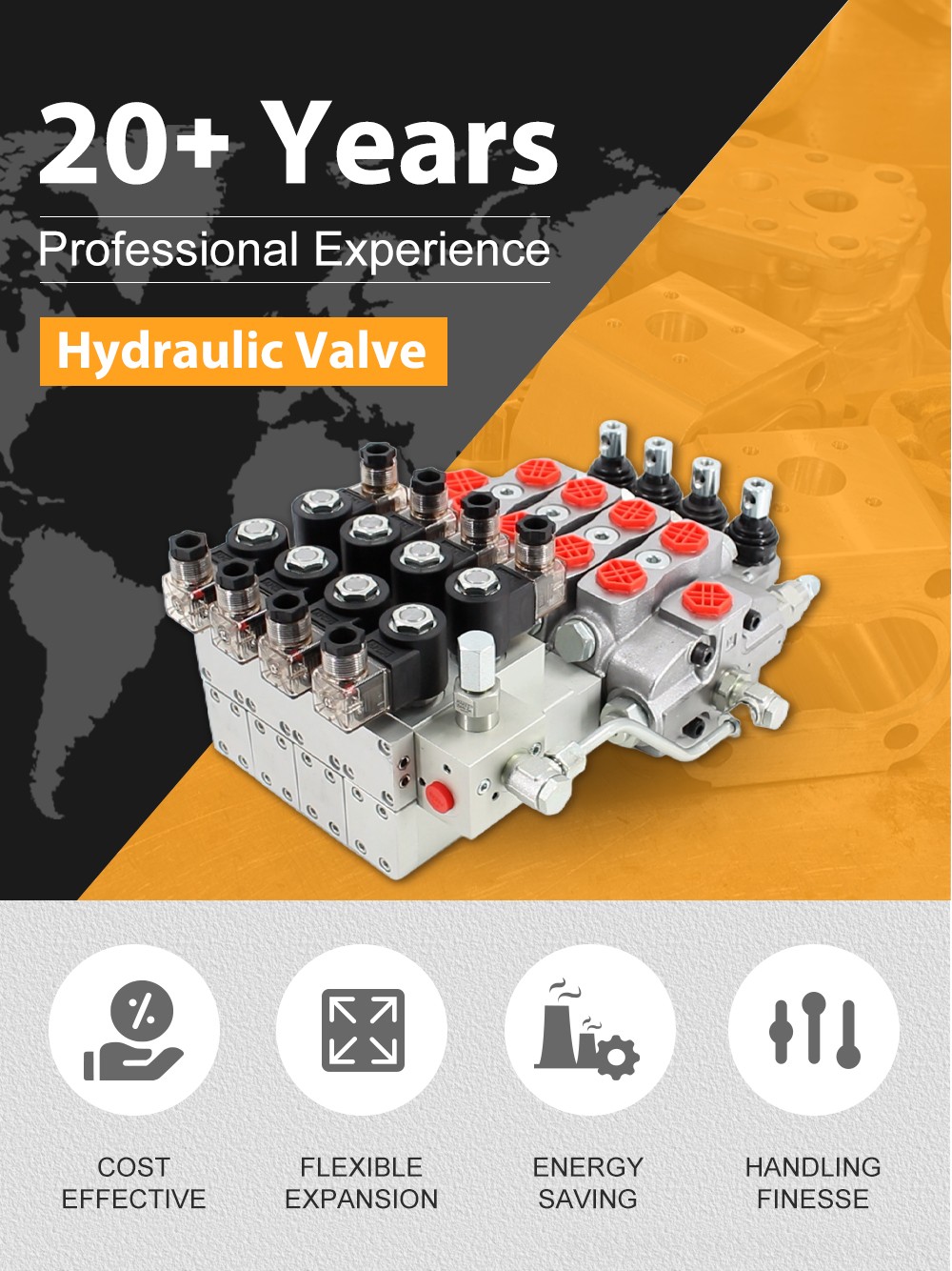 SD8-PG2 Electro-hydraulic 4 Spool Sectional Directional Valve detailed image