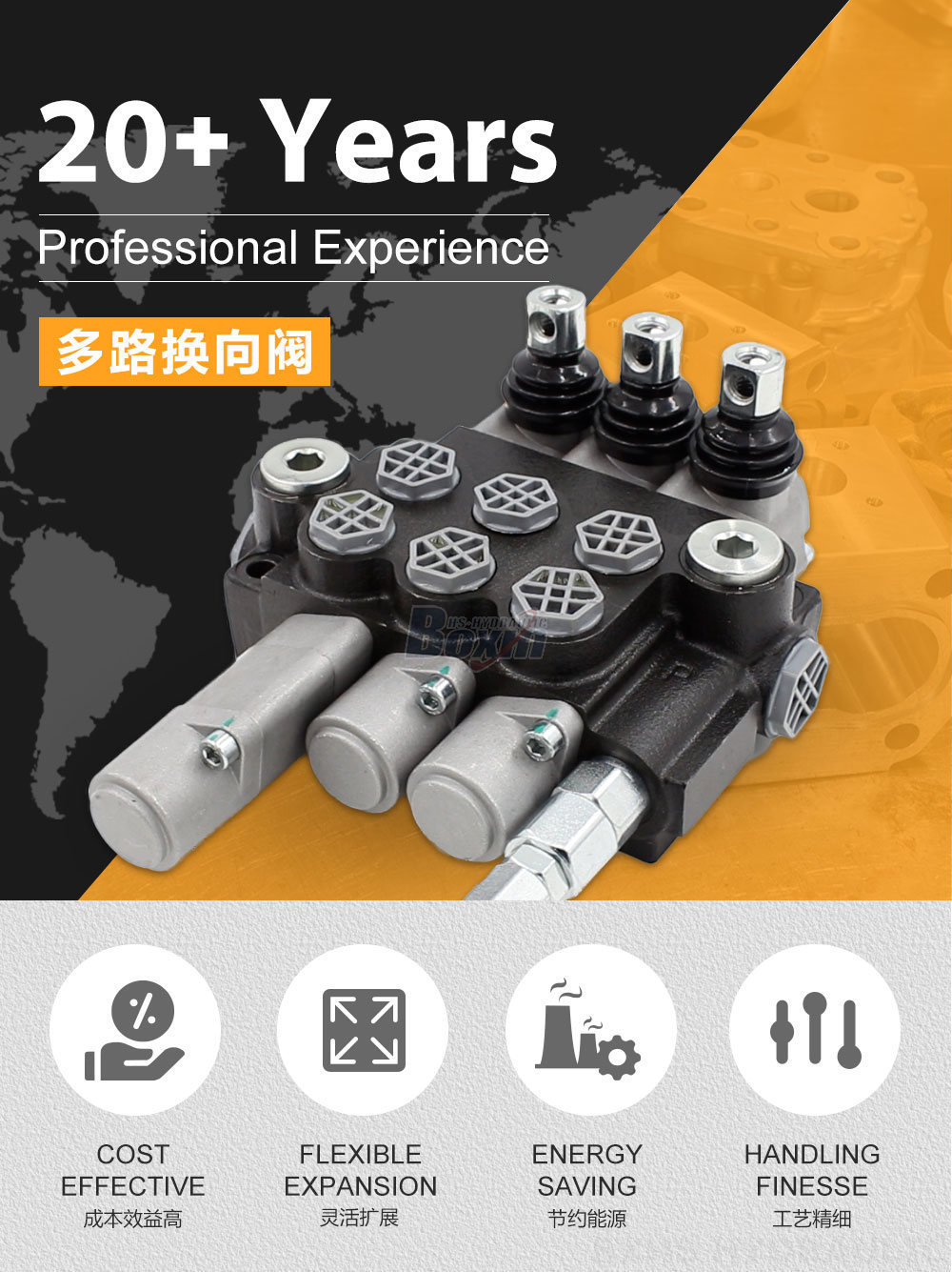 P40-G12-G38 手控 3 联 整体式换向阀
