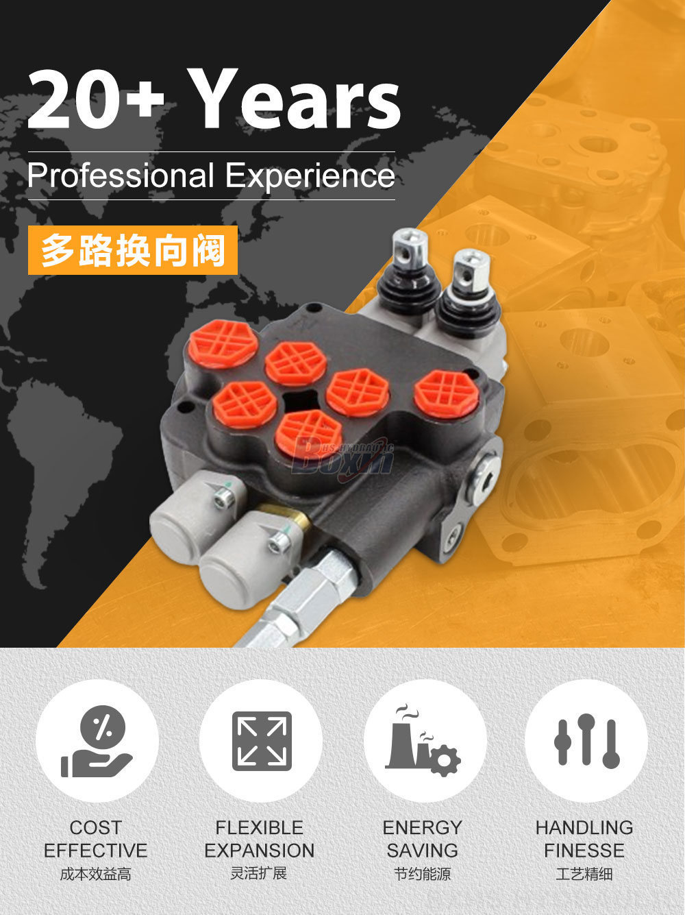 P80-G12-G34-2OT 手控 2 联 整体式换向阀