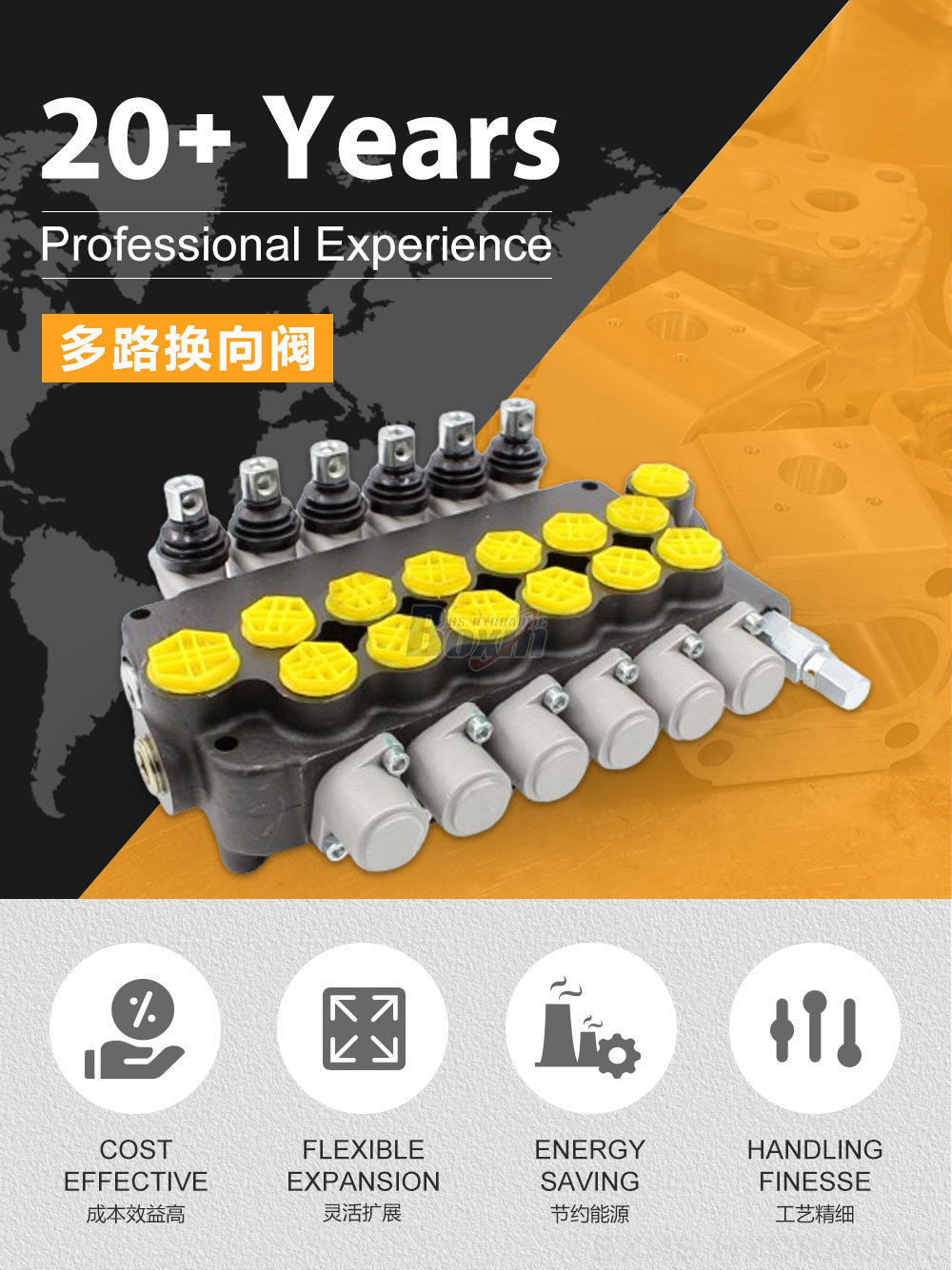 P80-G12-G34-6OT 手控 6 联 整体式换向阀