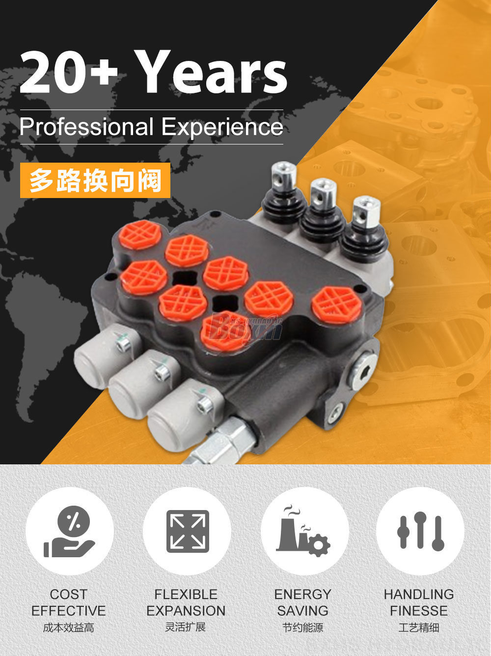 P80-G34-3OT 手控 3 联 整体式换向阀