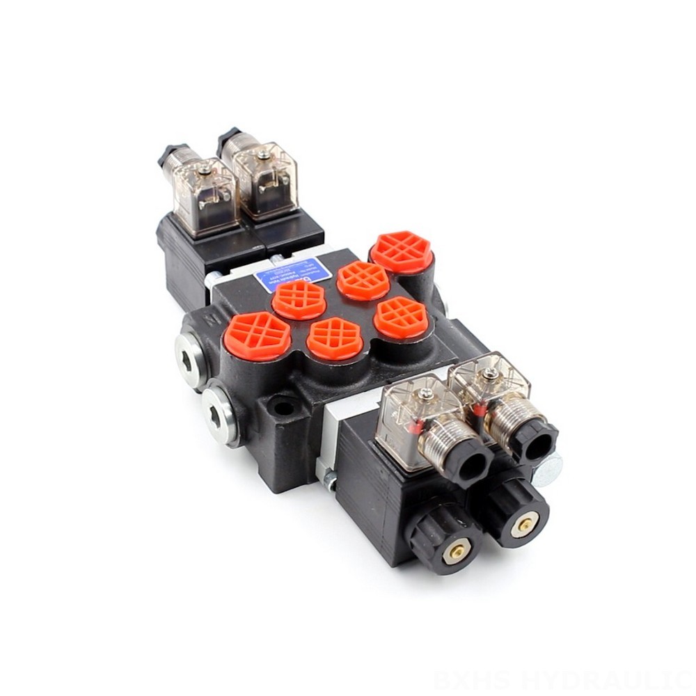 Sectional Hydraulic Control Valves Customized P40 Solenoid 2 Spool Monoblock Directional Valves image