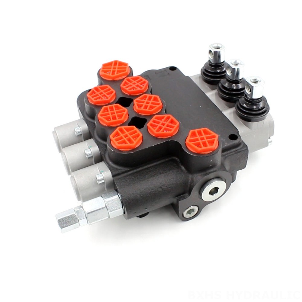 P80-G34-G12-OT Manual 3 Spool Monoblock Directional Valve: High-Quality Hydraulic Control image