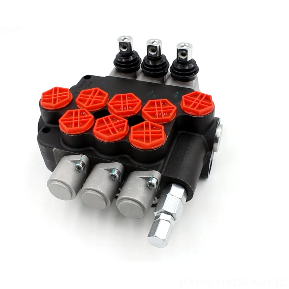 Hydraulic Flow Control Valve With Relief P80-G34-OT Manual 3 Spool Monoblock Directional Valve image